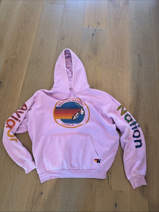 Aviator Nation Tops - Aviator Nation lavendar Hoodie with Rainbow Chest Emblem